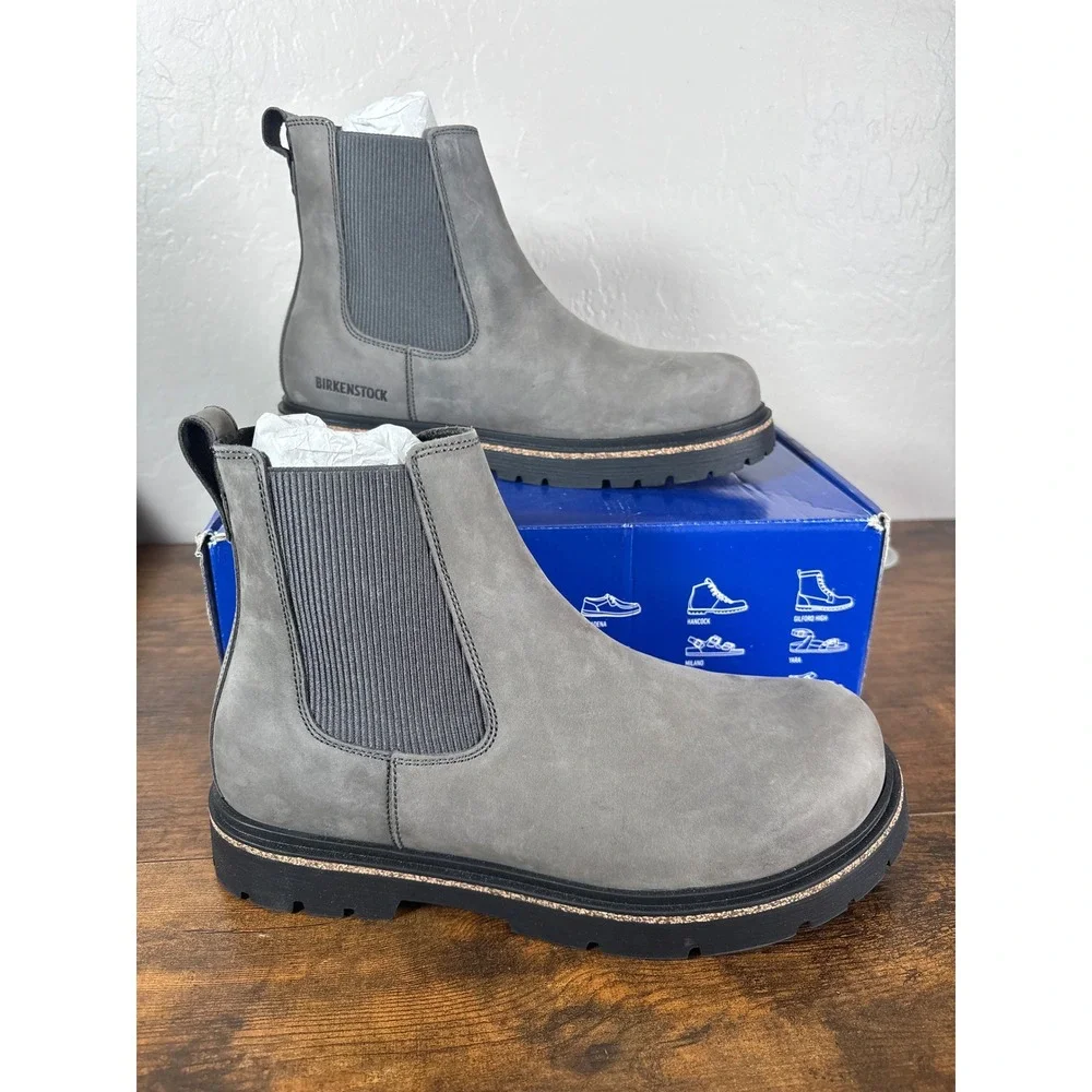 Birkenstock Highwood Slip On Mid Graphite Gray Oiled Leather Boots 41 Regular